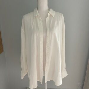 Cream linen Long Sleeve Blouse